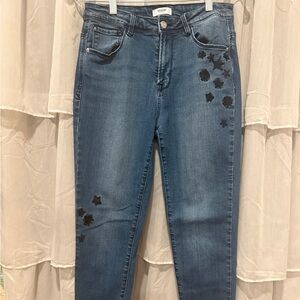 Kensie Blue Skinny Jeans with Black Star Details